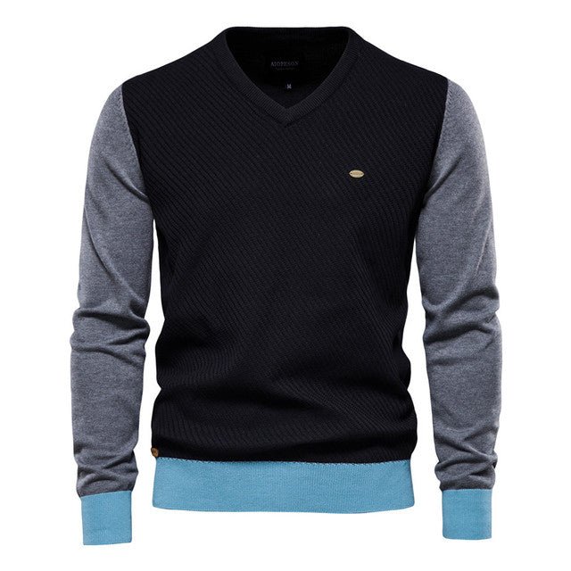 Spliced Cotton Men's Sweater - Carbone's Marketplace