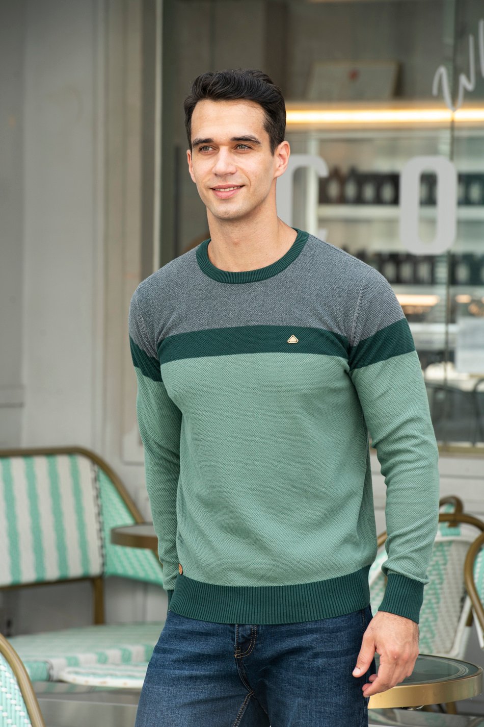 Spliced Cotton Men's Sweater - Carbone's Marketplace