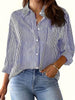 Striped Collared Neck Long Sleeve Shirt - Carbone's Marketplace