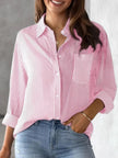 Striped Collared Neck Long Sleeve Shirt - Carbone's Marketplace