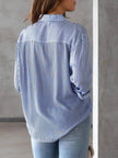 Striped Collared Neck Long Sleeve Shirt - Carbone's Marketplace