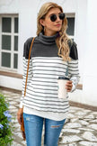 Striped Contrast Turtleneck Sweater - Carbone's Marketplace