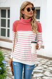 Striped Contrast Turtleneck Sweater - Carbone's Marketplace