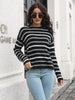 Striped Round Neck Dropped Shoulder Sweater - Carbone's Marketplace