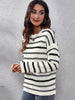 Striped Round Neck Dropped Shoulder Sweater - Carbone's Marketplace