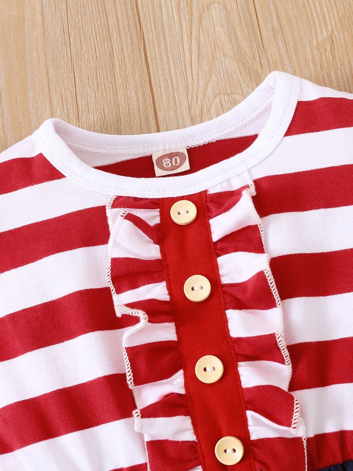 Striped & Stars Ruffled Round Neck Cap Sleeve Dress - Carbone's Marketplace