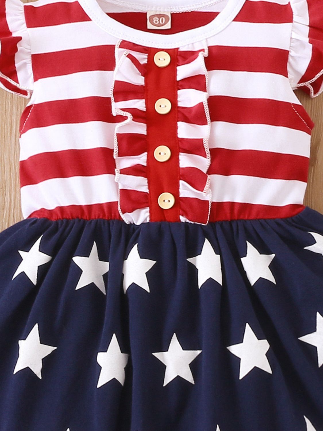 Striped & Stars Ruffled Round Neck Cap Sleeve Dress - Carbone's Marketplace
