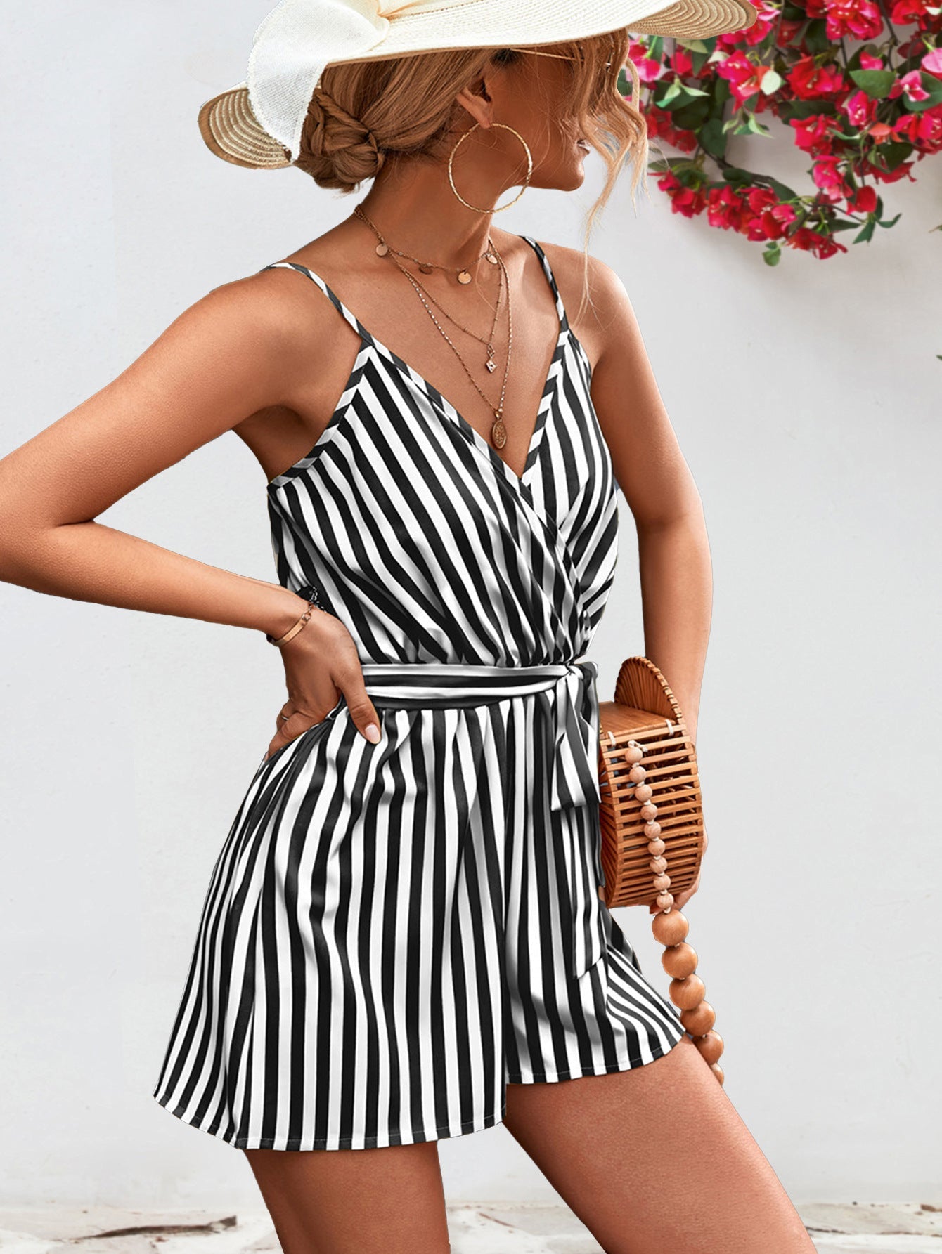 Striped Tie Waist Spaghetti Strap Romper | Trendy, Chic and Stylish | Summer Wear - Carbone's Marketplace