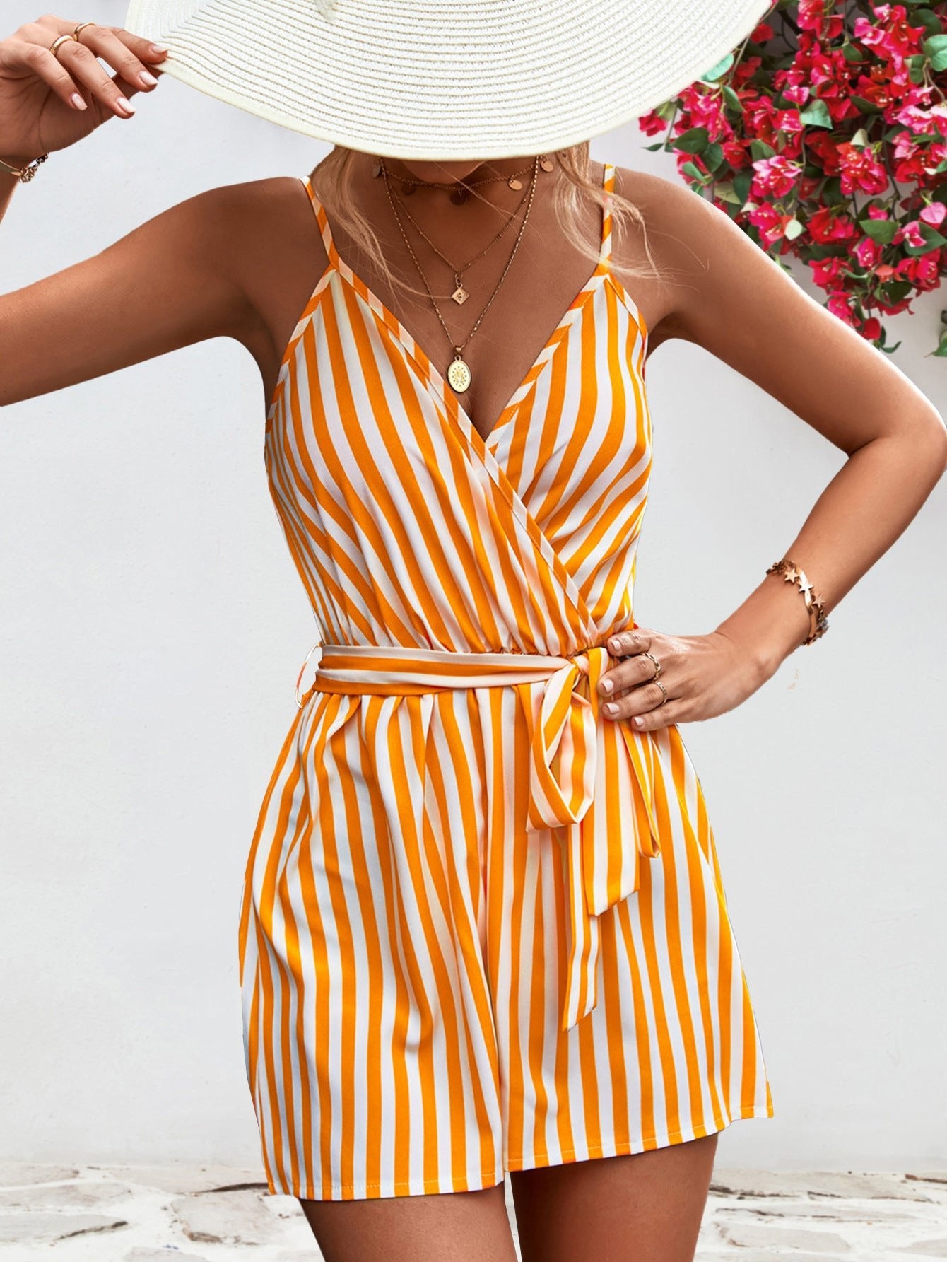 Striped Tie Waist Spaghetti Strap Romper | Trendy, Chic and Stylish | Summer Wear - Carbone's Marketplace