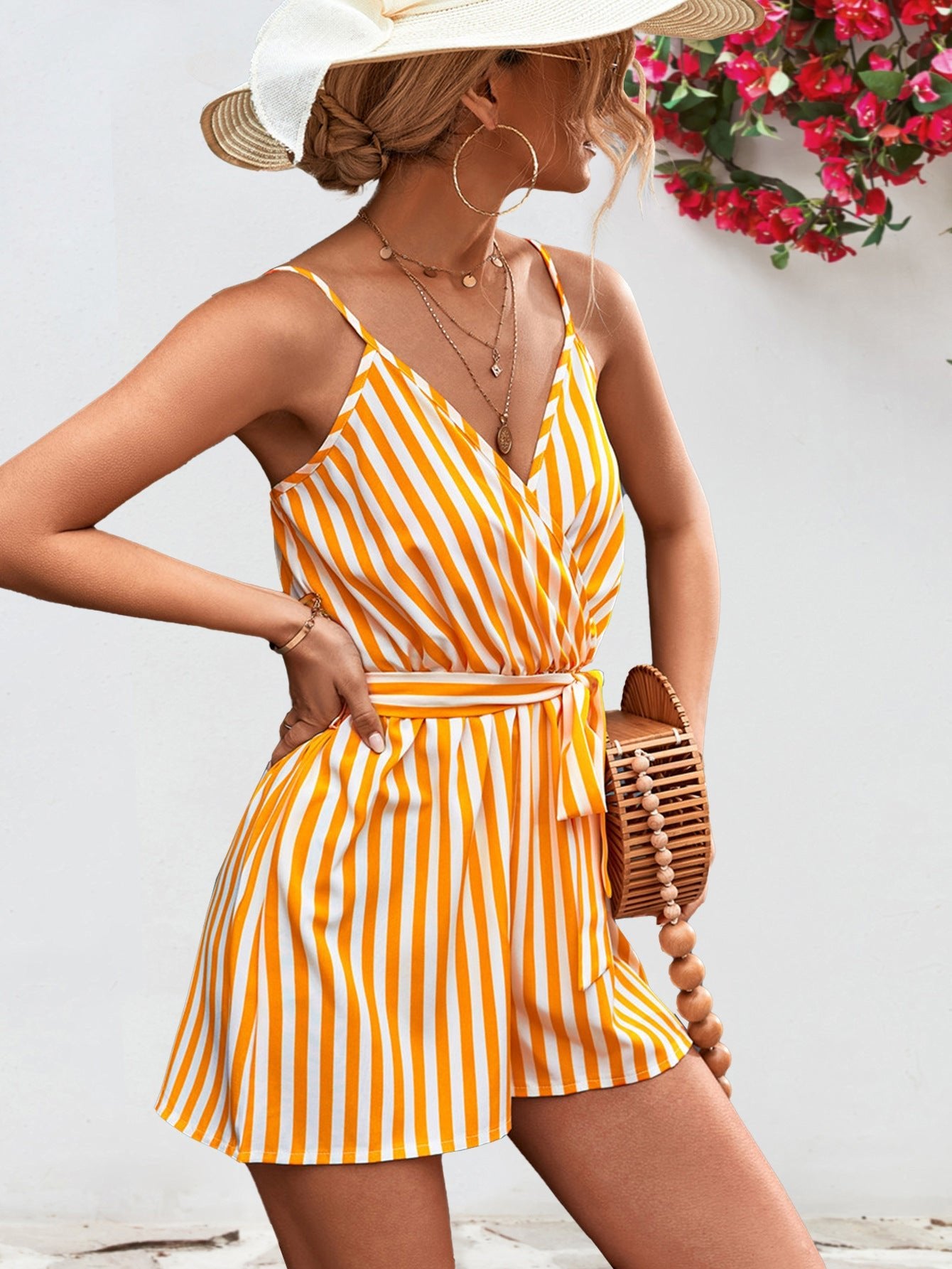 Striped Tie Waist Spaghetti Strap Romper | Trendy, Chic and Stylish | Summer Wear - Carbone's Marketplace