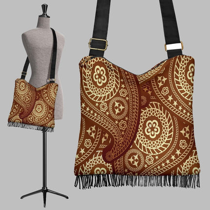 Sweet Brown Paisley Crossbody Boho Handbag - Carbone's Marketplace