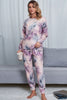 Tie - Dye Crewneck Top and Drawstring Waist Joggers Lounge Set - Carbone's Marketplace