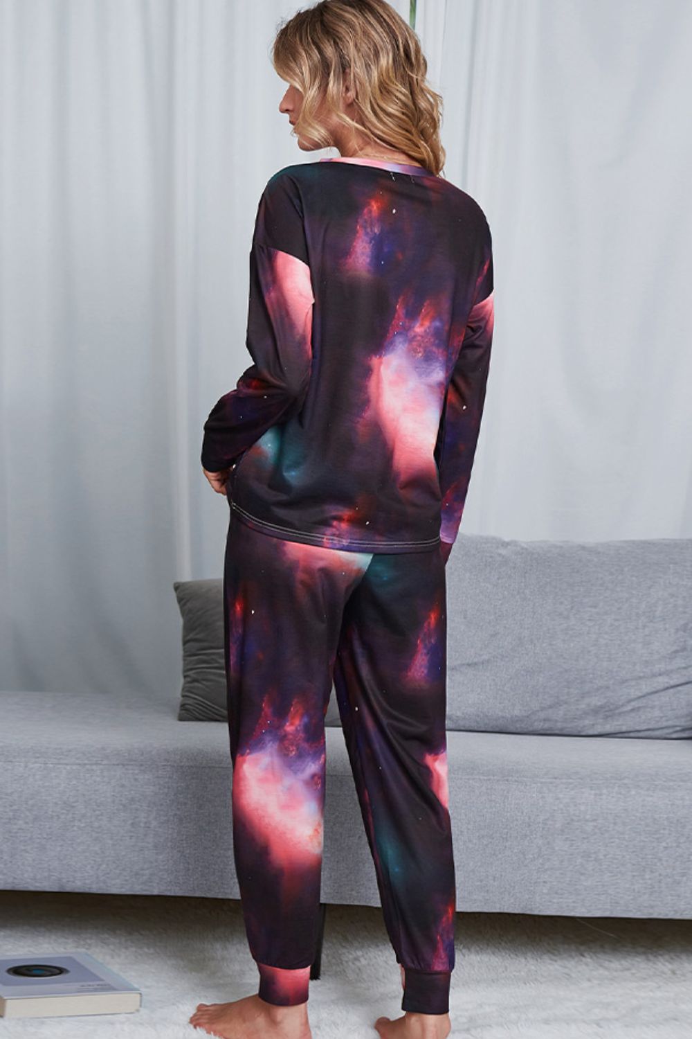 Tie - Dye Crewneck Top and Drawstring Waist Joggers Lounge Set - Carbone's Marketplace