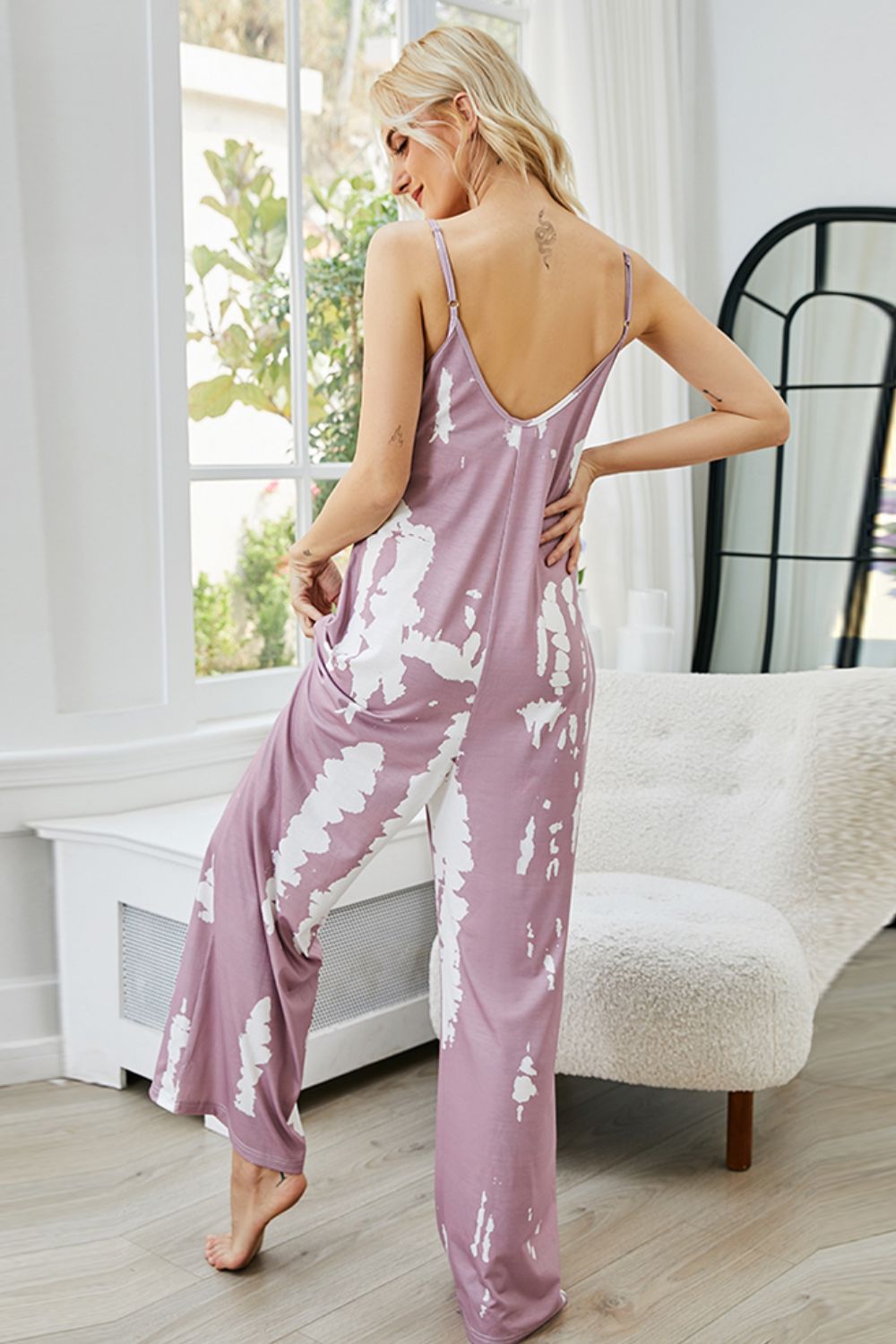 Tie - Dye Spaghetti Strap Jumpsuit with Pockets - Carbone's Marketplace