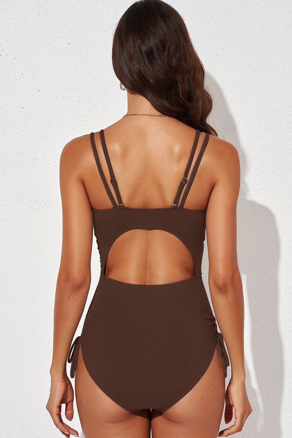 Tied Cutout Plunge One - Piece Swimsuit - Carbone's Marketplace