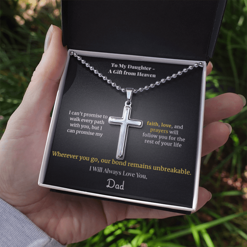 To My Daughter – A Gift from Heaven Cross Necklace from Dad - Carbone's Marketplace