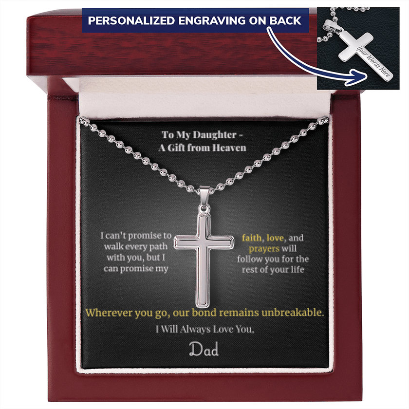 To My Daughter – A Gift from Heaven Cross Necklace from Dad - Carbone's Marketplace