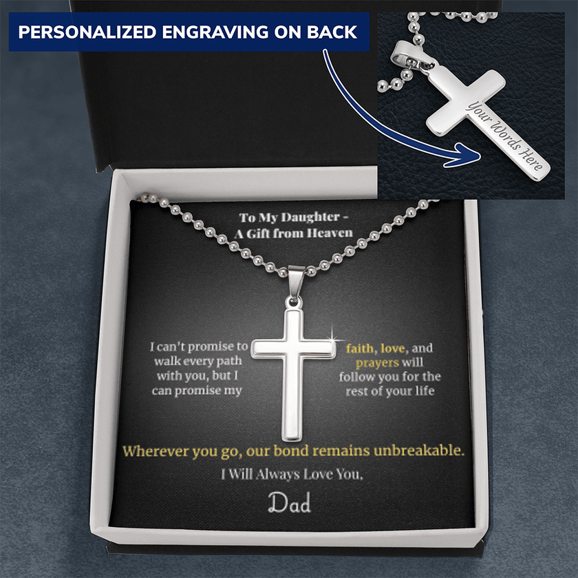 To My Daughter – A Gift from Heaven Cross Necklace from Dad - Carbone's Marketplace