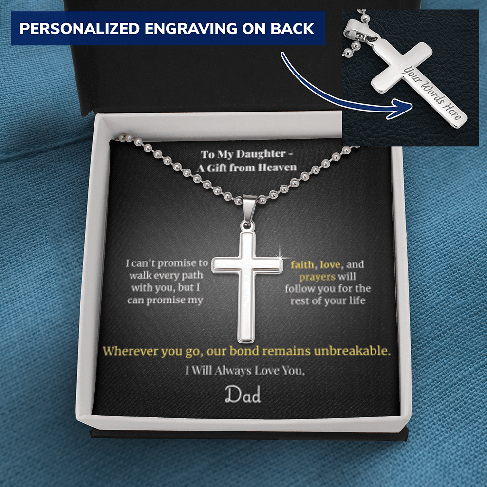 To My Daughter – A Gift from Heaven Cross Necklace from Dad - Carbone's Marketplace