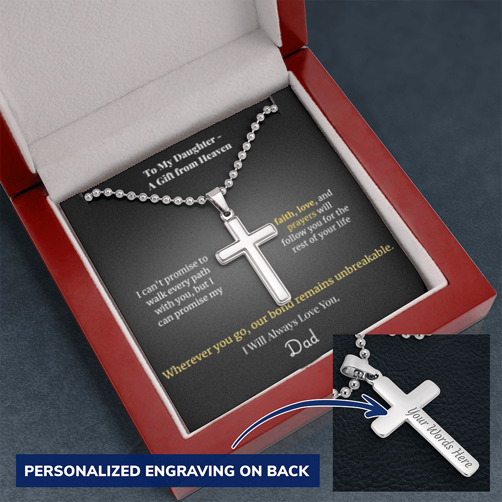 To My Daughter – A Gift from Heaven Cross Necklace from Dad - Carbone's Marketplace