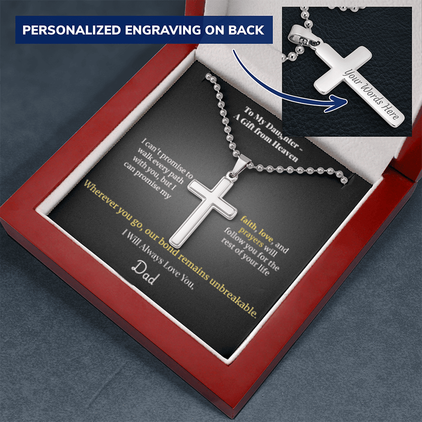 To My Daughter – A Gift from Heaven Cross Necklace from Dad - Carbone's Marketplace