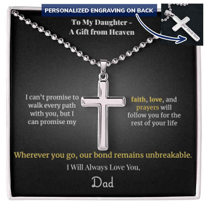 To My Daughter – A Gift from Heaven Cross Necklace from Dad - Carbone's Marketplace