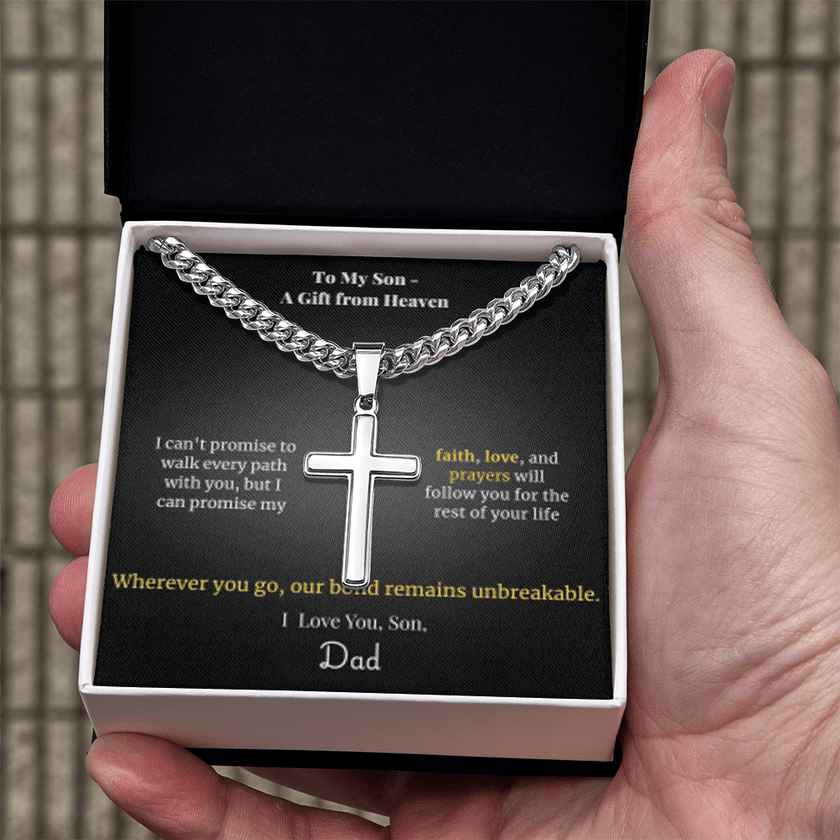 To My Son – A Gift from Heaven Cross Necklace - Carbone's Marketplace
