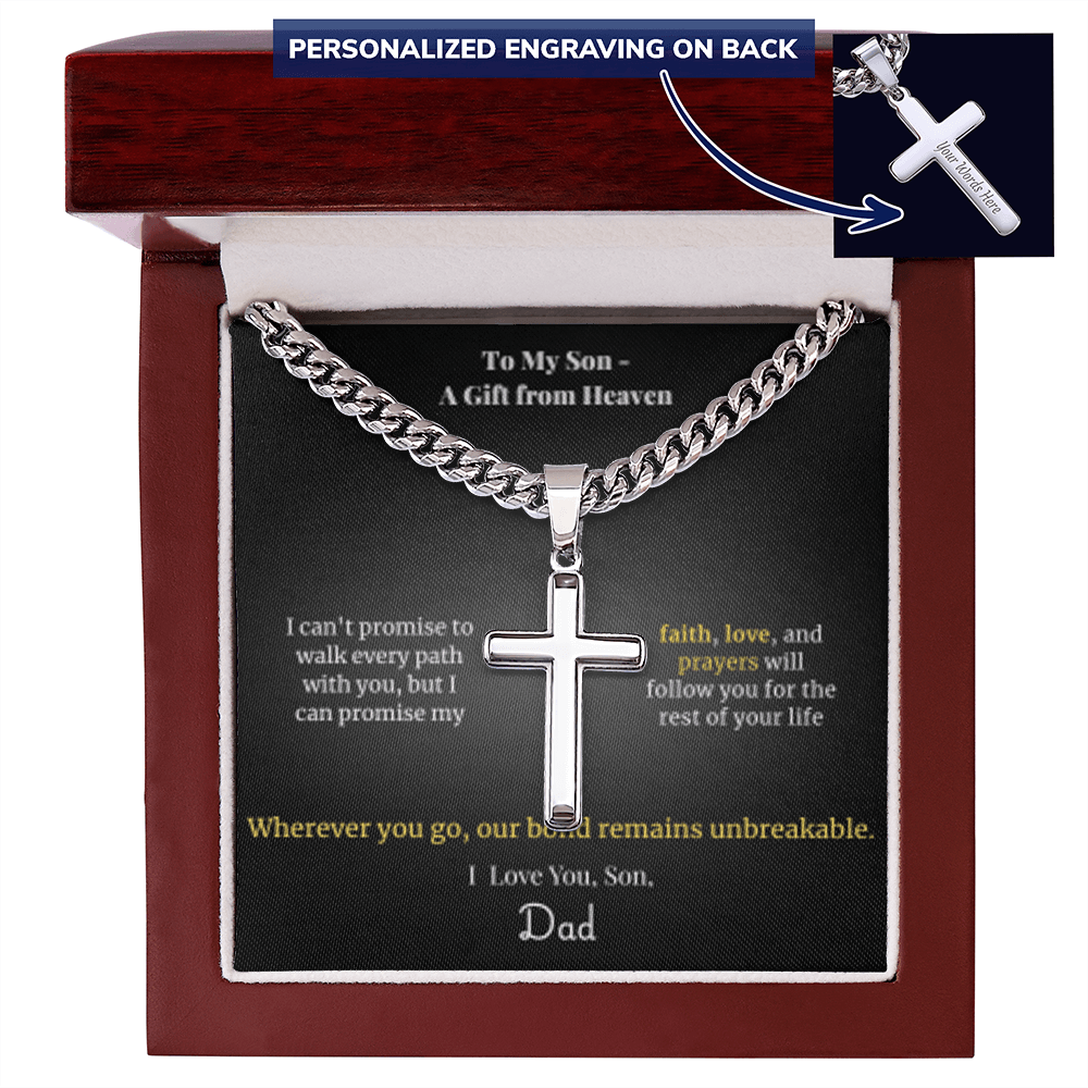 To My Son – A Gift from Heaven Cross Necklace - Carbone's Marketplace