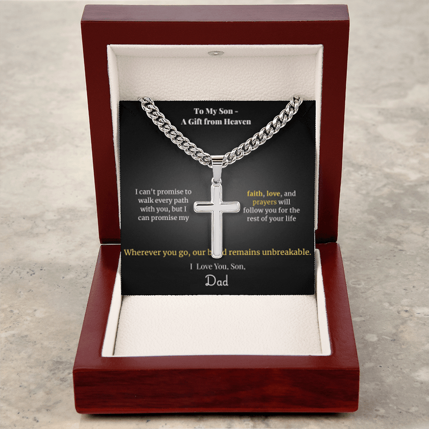 To My Son – A Gift from Heaven Cross Necklace - Carbone's Marketplace