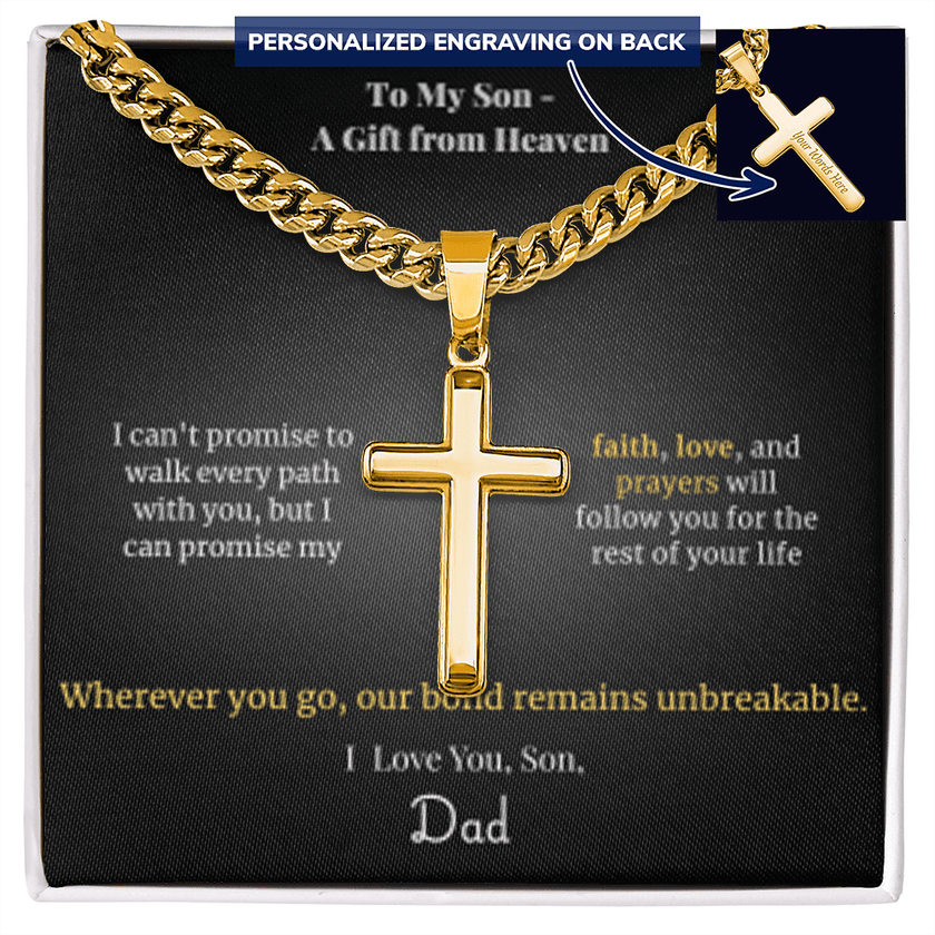 To My Son – A Gift from Heaven Cross Necklace - Carbone's Marketplace
