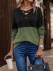 Two - Tone Crisscross Detail Sweatshirt - Carbone's Marketplace