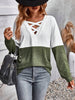 Two - Tone Crisscross Detail Sweatshirt - Carbone's Marketplace