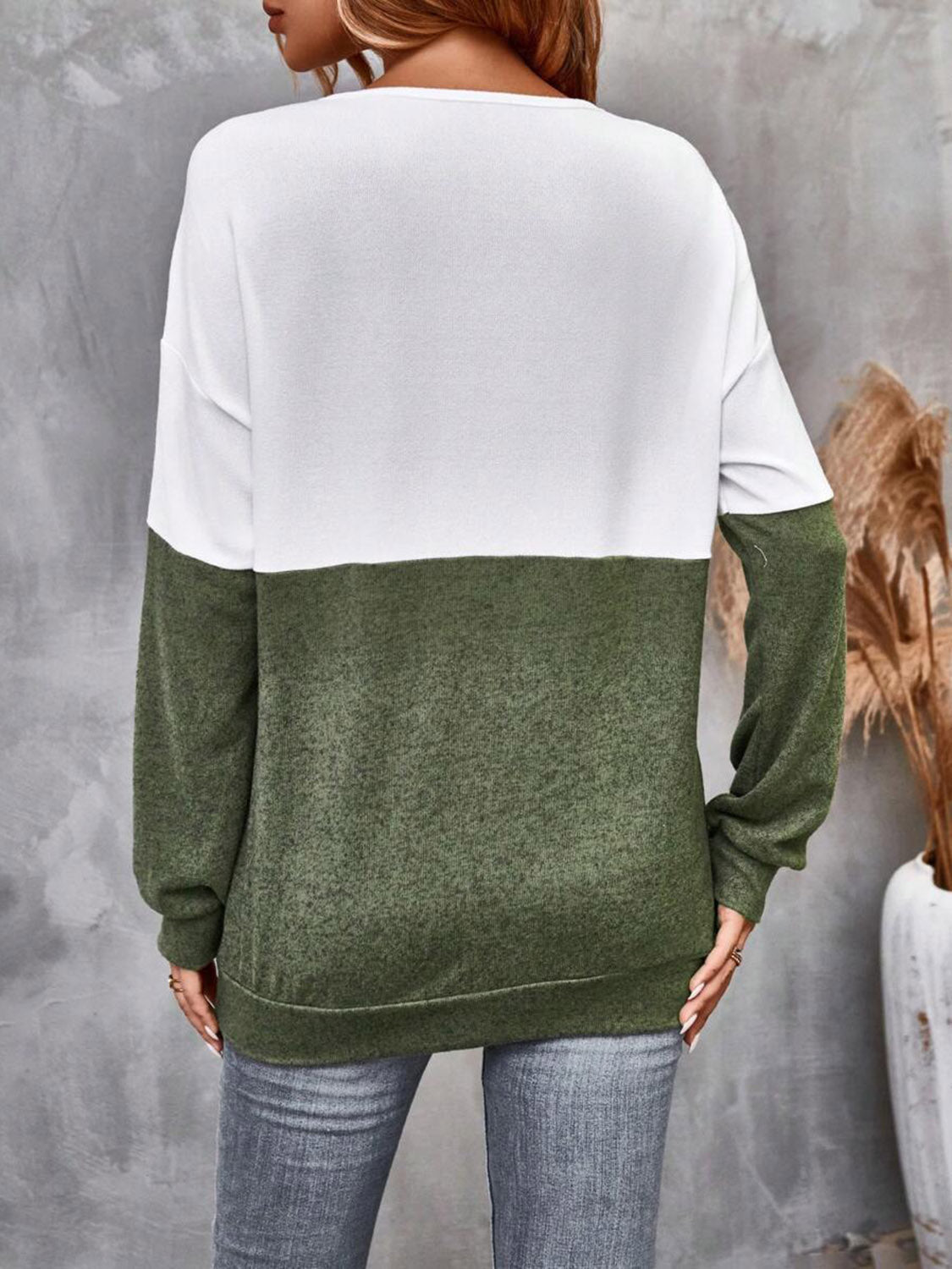 Two - Tone Crisscross Detail Sweatshirt - Carbone's Marketplace