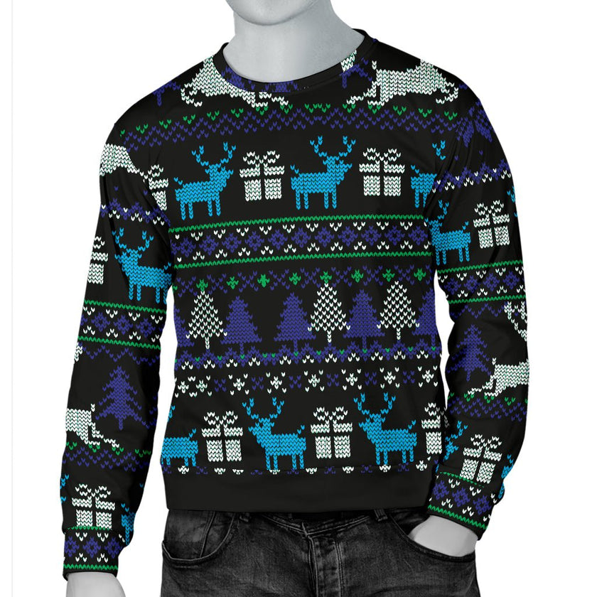 Ugly Christmas Black Purple and Blue Men's Sweater - 1 - Carbone's Marketplace