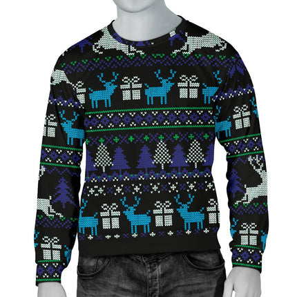 Ugly Christmas Black Purple and Blue Men's Sweater - 1 - Carbone's Marketplace