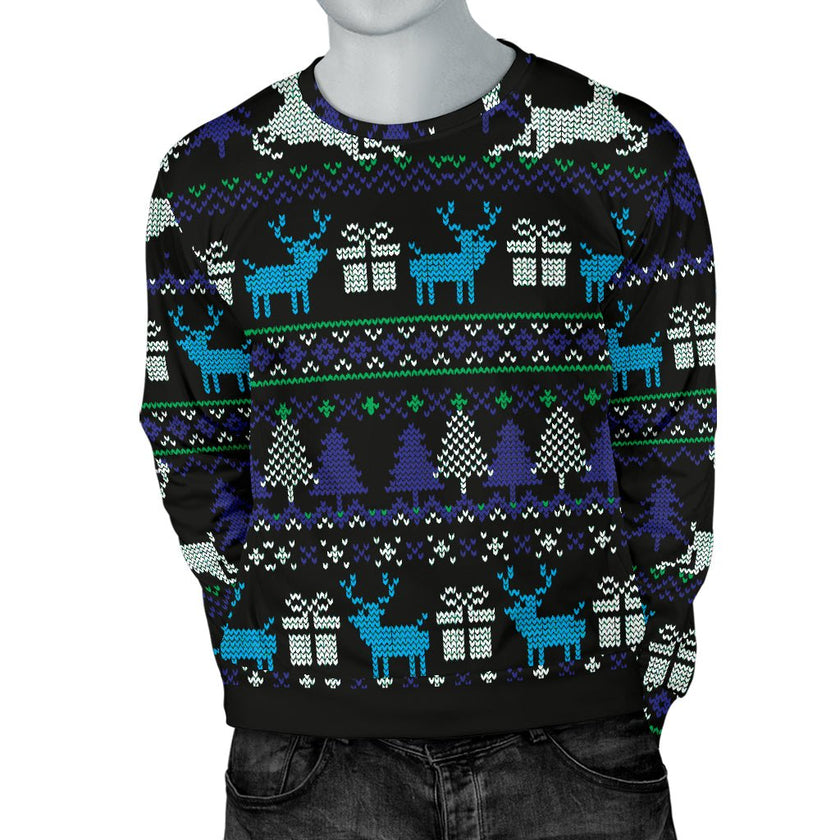 Ugly Christmas Black Purple and Blue Men's Sweater - 1 - Carbone's Marketplace