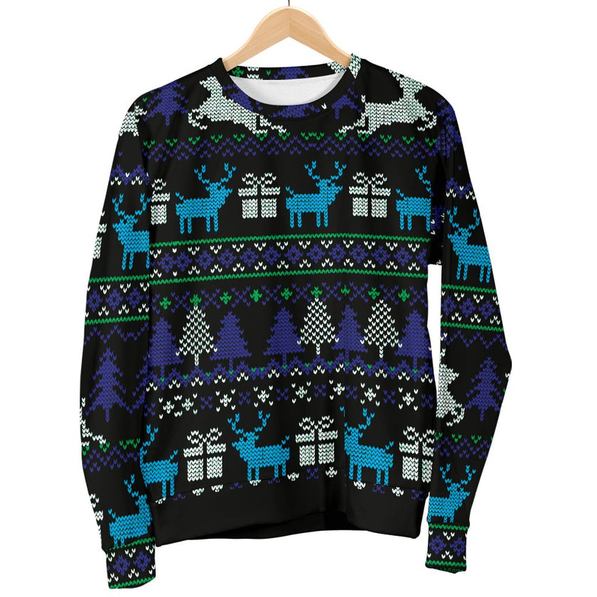 Ugly Christmas Black Purple and Blue Men's Sweater - 1 - Carbone's Marketplace