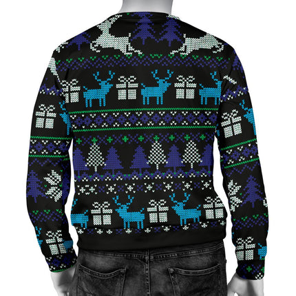 Ugly Christmas Black Purple and Blue Men's Sweater - 1 - Carbone's Marketplace