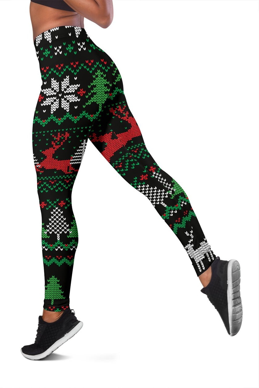 Ugly Christmas Red Green Black Leggings - Carbone's Marketplace