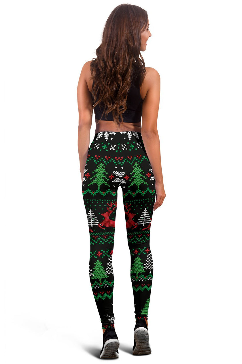 Ugly Christmas Red Green Black Leggings - Carbone's Marketplace