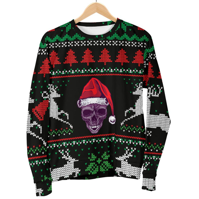 Ugly Christmas Santa Skull Black Men's Sweater - Carbone's Marketplace