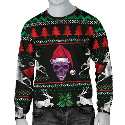 Ugly Christmas Santa Skull Black Men's Sweater - Carbone's Marketplace