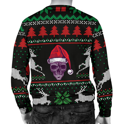 Ugly Christmas Santa Skull Black Men's Sweater - Carbone's Marketplace