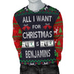 Ugly Christmas Sweater All I Want is Benjamins for Men - Carbone's Marketplace