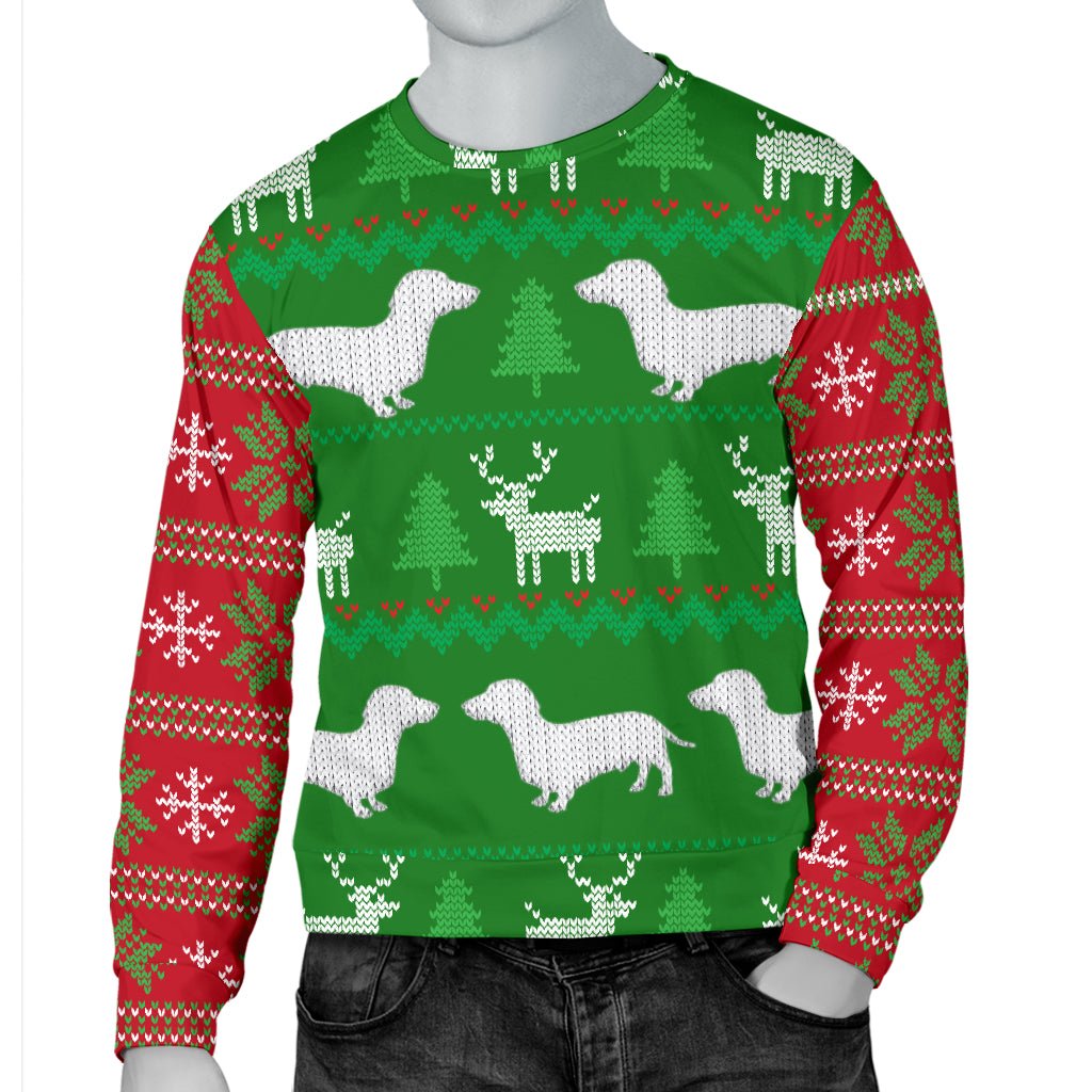 Ugly Christmas Sweater For Men With Dachshund Dogs - Carbone's Marketplace