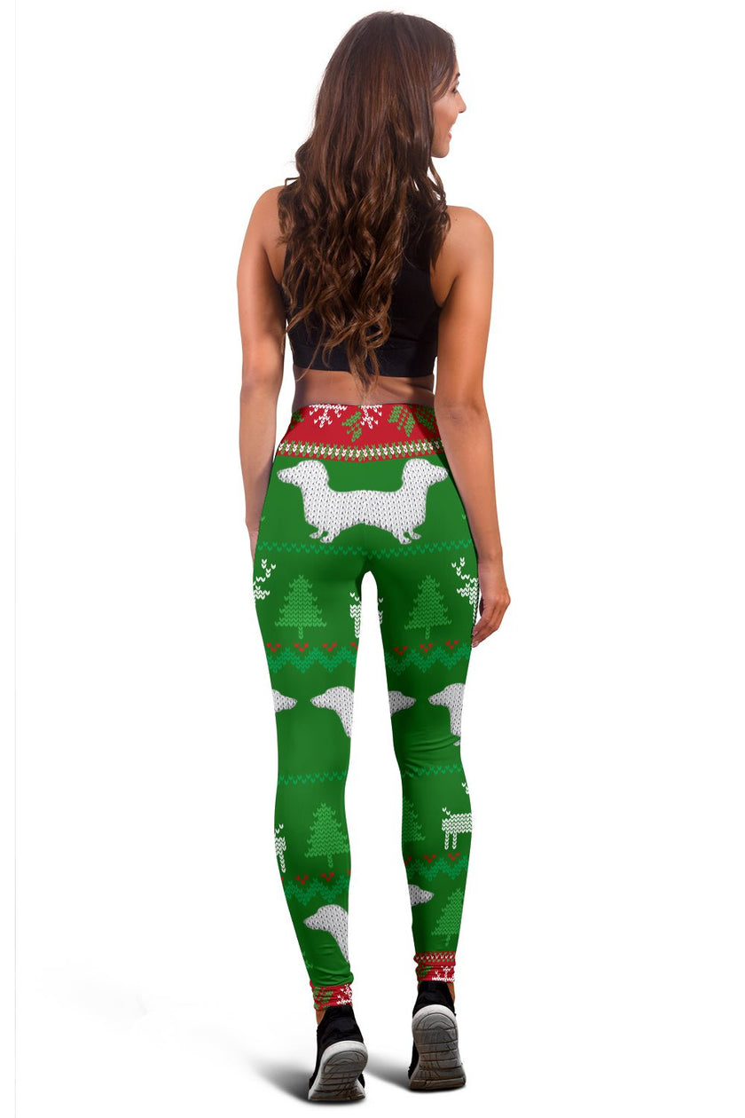 Ugly Christmas Sweater Leggings With Dachshunds - Carbone's Marketplace