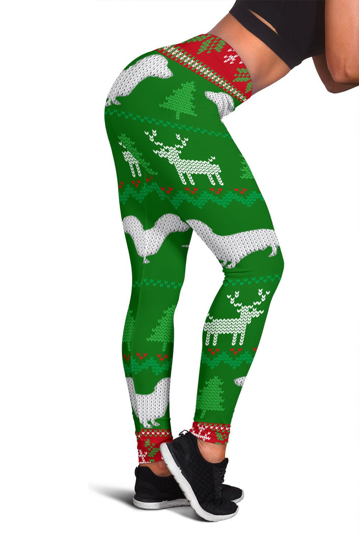 Ugly Christmas Sweater Leggings With Dachshunds - Carbone's Marketplace