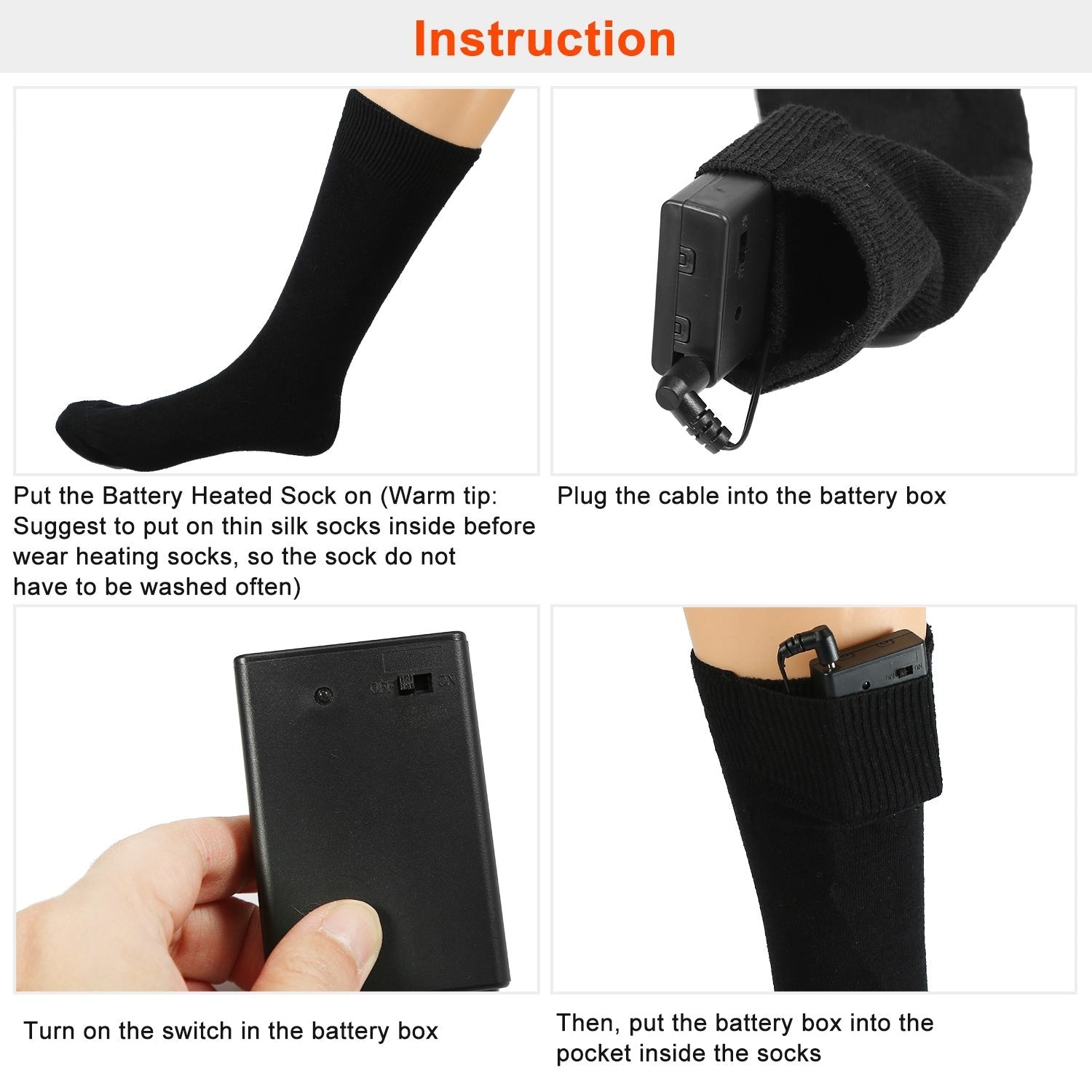 Unisex Electric Heated Socks Rechargeable Battery Heated Socks Winter Warm Thermal Socks - Carbone's Marketplace