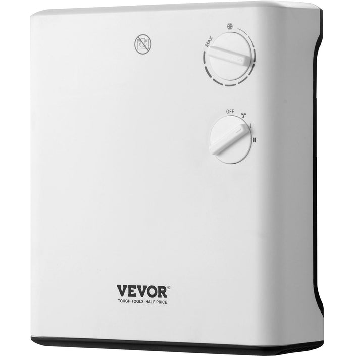 VEVOR Electric Wall Heater 1500W, Small Space Heaters with Knob Adjustment, Tip - Over & Overheat & IPX24 Waterproof Safety Protection, Wall - Mount/Tabletop for Indoor Use, Fixed Screws Included, White - Carbone's Marketplace