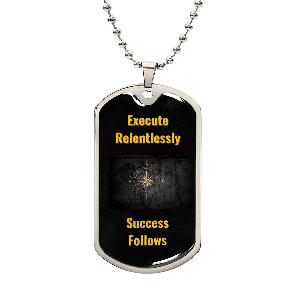 Visionary’s Path Dog Tag – The Relentless Path – Execute Relentlessly. Success Follows. - Carbone's Marketplace